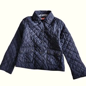 Dollhouse lightweight navy diamond‎ quilted snaps jacket front pockets girls 7/8